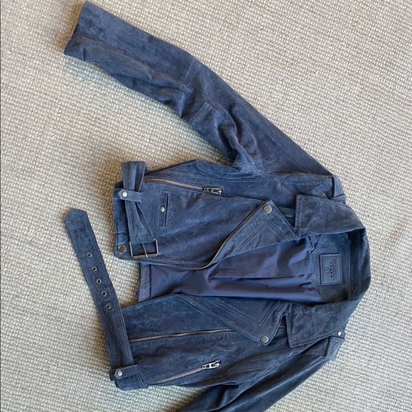 Blue Suede Biker Jacket - Picture 1 of 5
